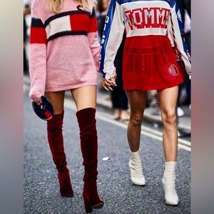 ZARA Over the knew burgundy velvet boots - size 37